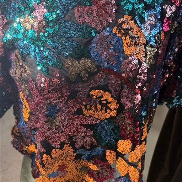 Skies Are Blue Multicolor Sequin Blouse - Picture 2 of 5